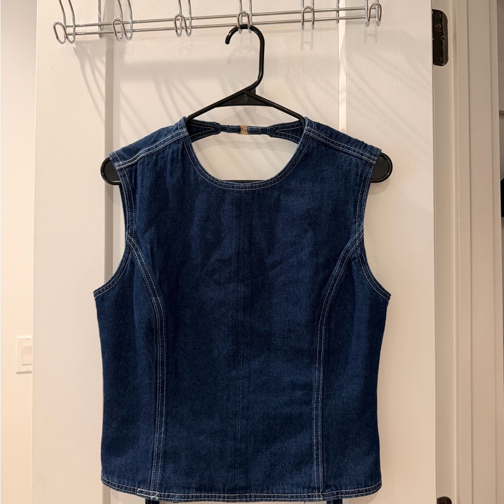 Lioness Dark Blue Denim Sleeveless Tank Top